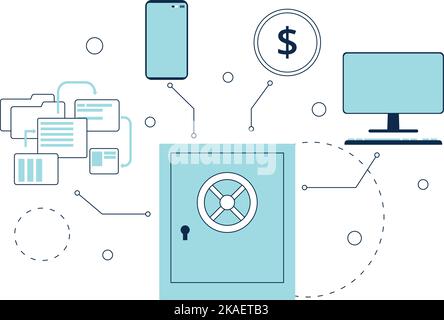 Schutz privater digitaler Informationen. Symbol für die Sicherheit persönlicher Daten Stock Vektor