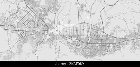 Stadtplan von Bursa. Urbanes Schwarz-Weiß-Poster. Straßenkarte mit Ansicht der Metropolregion. Stock Vektor