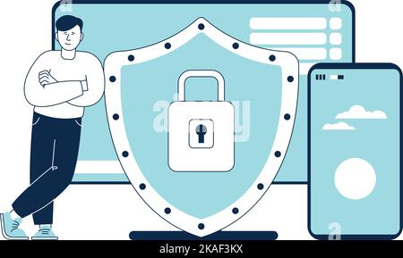 Sicherheit persönlicher Daten. Kennwortschutz auf mobilen Geräten Stock Vektor