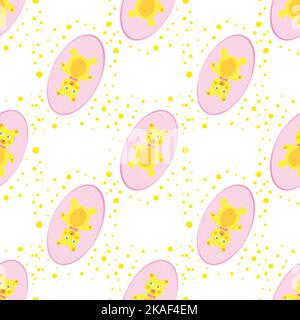 Nahtloses, farbenfrohes Muster. Dekorativer Hintergrund mit niedlichen Charton-Figuren. Lustige Bären. Stock Vektor