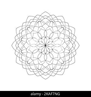 Handgezeichnetes rundes Mandala-Muster. Lacy Ornament im Kreis. Vektorgrafik. Element zum Ausmalen von Seiten. Stock Vektor