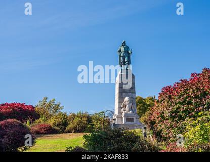 Bronzestatue und Denkmal für Samuel de Champlain in Plattsburgh im nördlichen Teil des Staates New York Stockfoto