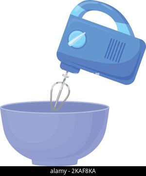 Zutaten in der Schüssel mischen. Cartoon Kochen Symbol auf weißem Hintergrund isoliert Stock Vektor