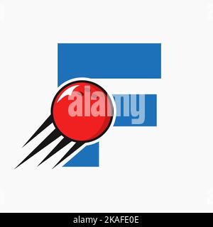 Anfangsbuchstabe F Bowling Logo Konzept mit beweglichem Bowling Ball Symbol. Bowling Sport Logo Symbol Vektor-Vorlage Stock Vektor