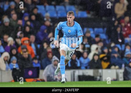 Manchester, Großbritannien. 02.. November 2022. Cole Palmer #80 von Manchester City während des UEFA Champions League-Spiels Manchester City gegen Sevilla im Etihad Stadium, Manchester, Großbritannien, 2.. November 2022 (Foto von Mark Cosgrove/News Images) in Manchester, Großbritannien am 11/2/2022. (Foto von Mark Cosgrove/News Images/Sipa USA) Quelle: SIPA USA/Alamy Live News Stockfoto