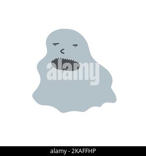 Lustige handgezeichnete graue Monster oder Geist Zeichentrickfigur. Stock Vektor