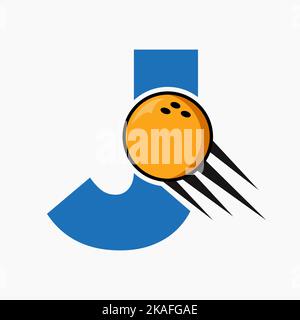 Anfangsbuchstabe J Bowling Logo Konzept mit beweglichem Bowling Ball Symbol. Bowling Sport Logo Symbol Vektor-Vorlage Stock Vektor