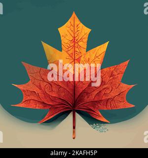 Ein Vektorbild eines bunten Ahornblattes. Schön, Stock Vektor