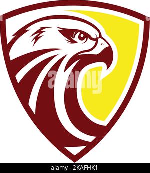 Eine Vektordarstellung eines Adlers in einem Schild auf weißem Hintergrund für das Logo Stock Vektor