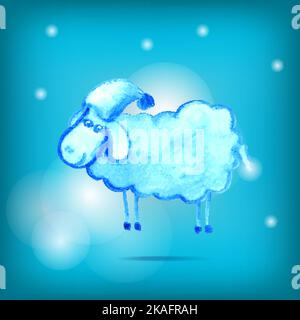 Lustige Schafsilhouette. Handgezeichnete Vektorgrafik. Stock Vektor