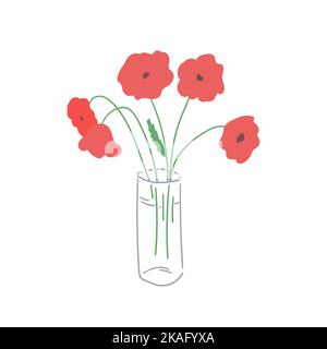 Bouquet von roten Mohnblumen. Vektorgrafik. Botanisches Designelement. Stock Vektor