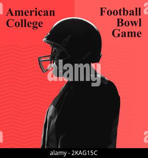 Komposition des amerikanischen College-Football-Textes über einem kaukasischen männlichen american-Football-Spieler Stockfoto