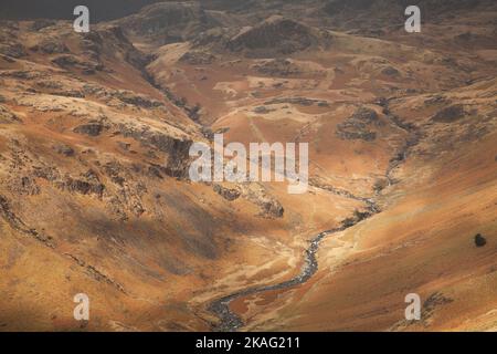 Obere Eskdale ab Hard Knott gesehen, im englischen Lake District Stockfoto