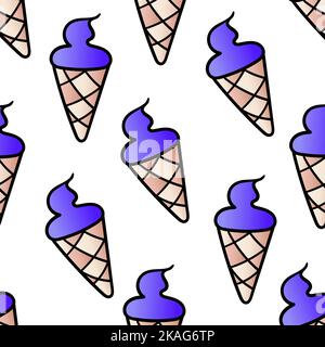 Ein bearbeitbarer, nahtloser Hintergrund mit lila Eiscreme-Illustrationen Stock Vektor