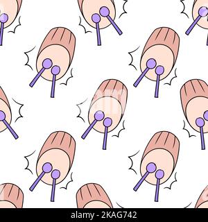 Ein Cartoon-Doodle mit nahtlosen Trommelmustern Stock Vektor