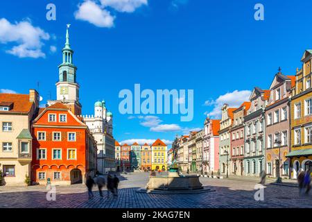 Posener Marktplatz mit Rathaus und Apollonbrunnen Stockfoto