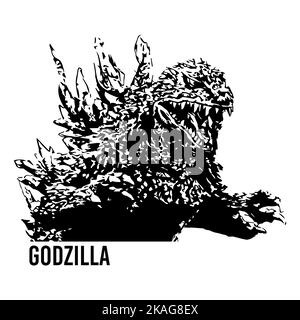 Godzilla T-Shirt-Design. König der Monster Vektor. Japanisches Monster. Jetzt herunterladen Stock Vektor