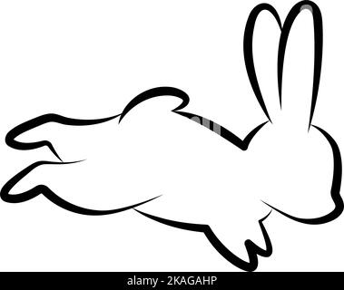 Hasenschild. Hase, Kaninchen-Ikone. Hasensymbol. Hasenschild. Tierische Silhouette. Vektor-minimalistische Illustration. Stock Vektor