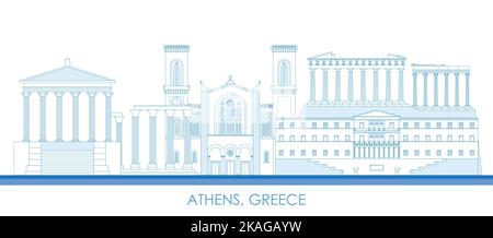 Skizzieren Skyline Panorama der Stadt Athen, Griechenland - Vektor-Illustration Stock Vektor