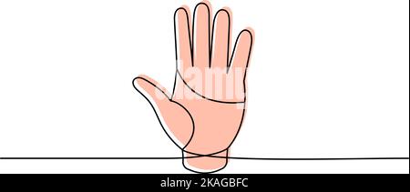 Menschliche Hand eine Zeile farbige kontinuierliche Zeichnung. Menschliches Organ kontinuierliche bunte einzeilige Illustration. Vektor minimalistische lineare Illustration. Stock Vektor