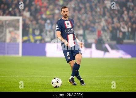 Turin, Italien. 02.. November 2022. Fabian Ruiz Pena von PSG während des UEFA Champions League, des Fußballspiels der Gruppe H zwischen dem FC Juventus und Paris Saint-Germain (PSG) am 2. November 2022 im Juventus-Stadion in Turin, Italien - Foto Jean Catuffe/DPPI Credit: DPPI Media/Alamy Live News Stockfoto