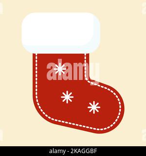 Einfache flache Vektordarstellung eines Weihnachtsstiefels. Stock Vektor