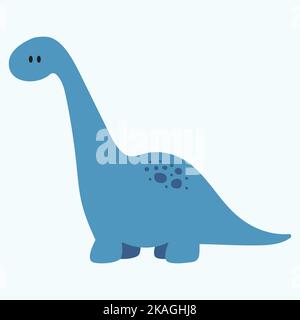 Flache Vektordarstellung eines blauen Dinosauriers mit langem Hals. Stock Vektor