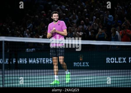 Paris, Frankreich. 02.. November 2022. Gilles Simon von Frankreich während des Rolex Paris Masters, ATP Masters 1000 Tennisturniers, am 2. November 2022 in der Accor Arena in Paris, Frankreich. Kredit: Victor Joly/Alamy Live Nachrichten Stockfoto