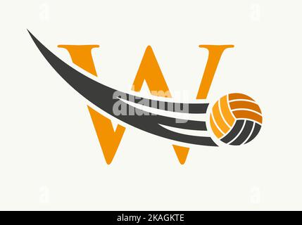 Buchstabe W Volleyball Logo Design Zeichen. Vektor-Vorlage Für Volleyball-Sport-Logo-Symbol Stock Vektor