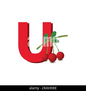 Alphabet Fruits Ugni Fruit, Clip Art Vektor, Illustration für Kinder, Buchstabe U Stock Vektor
