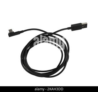 Ein gewickeltes USB-Verlängerungskabel auf transparentem Hintergrund Stockfoto