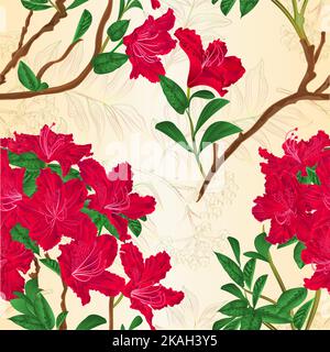 Nahtlose Textur rot Rhododendron Zweig Bergstrauch vintage Vektor Illustration editierbar Hand zeichnen Stock Vektor