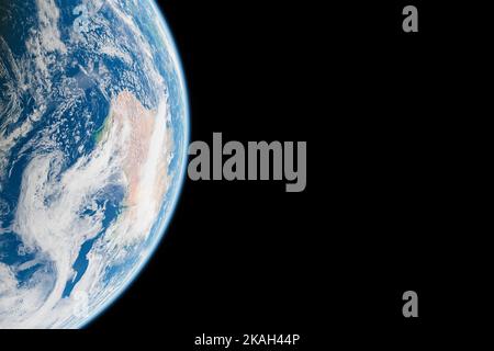 Erdplanet. Blick auf den Planeten Erde aus dem All. Bild des Planeten Erde auf schwarzem Hintergrund zur Überlagerung. Erde aus dem Weltraum. Elemente dieses Bildes furnen Stockfoto