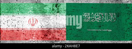 flagge von iran und saudi-arabien Stockfoto