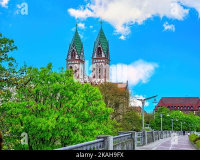 Ansicht der Herz-Jesu-Kirche, Freiburg im Breisgau, Baden-Württemberg, Deutschland. Stockfoto