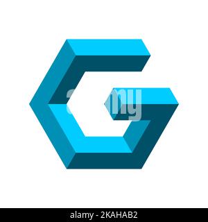 Vorlage für das Logo „Blue Cube Letter G“. Kreative Vorlage für das Logo „Isometric Letter G“. 3D Box-Form. Gadget-Branchenkonzept. Geometrisches Hexagon-Objekt. Vektor Stock Vektor