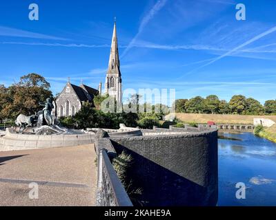 St. Alban's Church, Graben und Gefion Fountain, Kopenhagen, Seeland, Dänemark Stockfoto