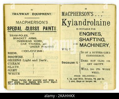 Original-Innenseite des Tagebuchs von Donald Macpherson & Co Ltd Hersteller von Ölen Farben und Lacken, Knott Mill, Manchester, Großbritannien Vom 1909. Stockfoto