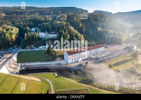 Elektrarna, Lipno nad Sázavou, vodni nadrz Lipno I, Jizni Cechy, Ceska republika / Wasser-Elektrizitätswerk, Lipno, Südböhmen, Tschechische republik Stockfoto