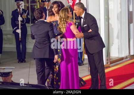 Präsident Barack Obama und First Lady Michelle Obama begrüßen den kanadischen Premierminister und Frau Gregoire Trudeau zu einem Staatsessen im Ostsaal des Weißen Hauses. (Foto von Cheriss May/NurPhoto) *** Bitte nutzen Sie die Gutschrift aus dem Kreditfeld *** Stockfoto