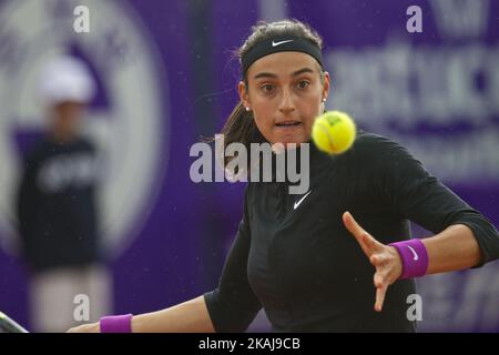 Caroline Garcia (FR) gibt am 16. Mai 2016 in Straßburg, Frankreich, eine Aufnahme auf der Strasbourg International zurück. Die erste große Veranstaltung des französischen Tennisspiels der Frauen auf Lehm nach Roland Garros und die erste Sportveranstaltung im Elsass, Strasbourg International, findet vom 13. Bis 21. Mai 2016 für ihre Ausgabe 30. statt. (Foto von Elyxandro Cegarra/NurPhoto *** Bitte nutzen Sie die Gutschrift aus dem Kreditfeld *** Stockfoto