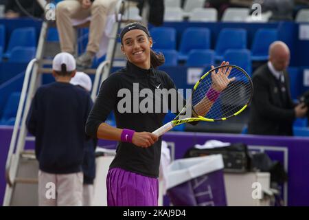 Caroline Garcia (FR) gibt am 16. Mai 2016 in Straßburg, Frankreich, eine Aufnahme auf der Strasbourg International zurück. Die erste große Veranstaltung des französischen Tennisspiels der Frauen auf Lehm nach Roland Garros und die erste Sportveranstaltung im Elsass, Strasbourg International, findet vom 13. Bis 21. Mai 2016 für ihre Ausgabe 30. statt. (Foto von Elyxandro Cegarra/NurPhoto *** Bitte nutzen Sie die Gutschrift aus dem Kreditfeld *** Stockfoto