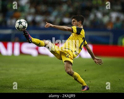 Dortmunds Mittelfeldspieler Christian Pulisic in Aktion beim Champions League 2016/17-Spiel zwischen Sporting CP und BVB Borrusia Dortmund am 18. Oktober 2016 in Lissabon. (Foto von Carlos Palma/NurPhoto) *** Bitte nutzen Sie die Gutschrift aus dem Kreditfeld *** Stockfoto