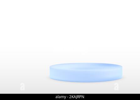 Podium blaue Zylinderhut in einem leeren Raum. Vektor-Rendering von 3D Form, Produktanzeige Präsentation. Futuristische Szene. Stock Vektor