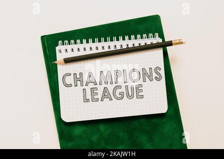 Inspiration zeigt Zeichen Champions League. Business-Ansatz Bankkonto, das Ihnen einfachen Zugriff auf Ihr Geld ermöglicht Stockfoto