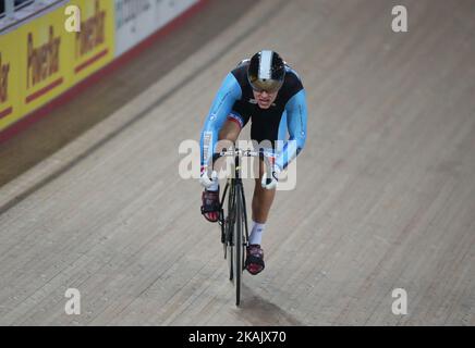 Dominic Suozzi von Star Track Cycling im Sprint Omnium 200m-Zeitfahren während des Revolution Cycling Champions League Events im Velodrome, Lee Valley Velopark, Queen Elizabeth Olympic Park, London, am 02. Dezember 2016 in London, England. (Foto von Kieran Galvin/NurPhoto) *** Bitte benutzen Sie die Gutschrift aus dem Kreditfeld *** Stockfoto