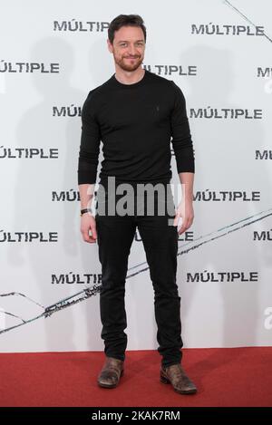 James McAvoy nimmt am 12. Januar 2017 an der 'Multiple' ('Split') Film-Fotozelle im Villamagna Hotel in Madrid Teil (Foto von Gabriel Maseda/NurPhoto) *** Bitte nutzen Sie die Gutschrift aus dem Credit-Feld *** Stockfoto