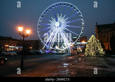 Das Riesenrad wird am 21.. Januar 2017 in Danzig, Polen, auf dem Targ-Weglowy-Platz gesehen. (Foto von Michal Fludra/NurPhoto) *** Bitte nutzen Sie die Gutschrift aus dem Kreditfeld *** Stockfoto