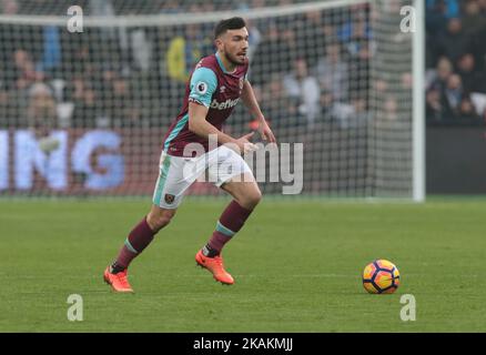 Robert Snodgrass von West Ham United während des EPL - Premier League Spiels von West Ham United gegen West Bromwich Albion im London Stadium, Queen Elizabeth II Olympic Park, London, Großbritannien - 11. Feb 2017 (Foto von Kieran Galvin/NurPhoto) *** Bitte benutzen Sie die Gutschrift aus dem Credit Field *** Stockfoto