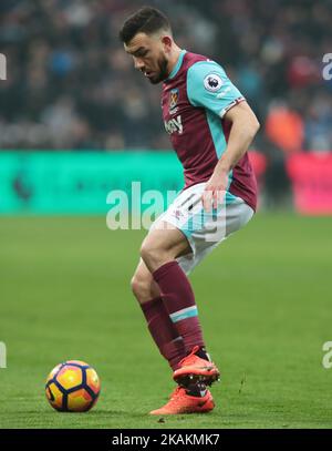 Robert Snodgrass von West Ham United während des EPL - Premier League Spiels von West Ham United gegen West Bromwich Albion im London Stadium, Queen Elizabeth II Olympic Park, London, Großbritannien - 11. Feb 2017 (Foto von Kieran Galvin/NurPhoto) *** Bitte benutzen Sie die Gutschrift aus dem Credit Field *** Stockfoto